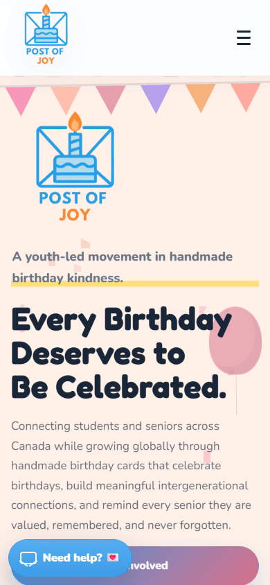 Post of Joy mobile homepage